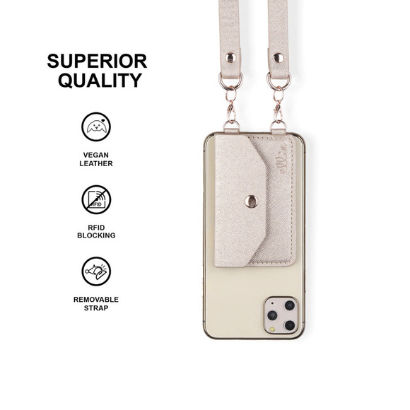 Nordstrom Silver Metallic Phone Pocket Crossbody Wallet Case RFID - Picture 7 of 10